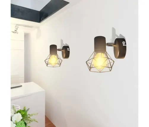 Sienas Lampas, 2 Gab., Led Spuldzes Ģeometriskos Ietvaros, Melnas