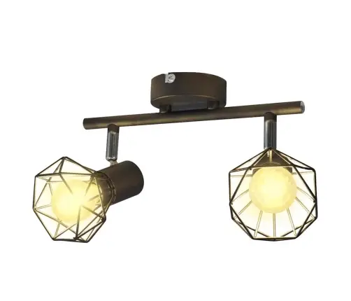 Melna Lampa Ar 2 Led Kvēlspuldzēm Ģeometriskos Ietvaros