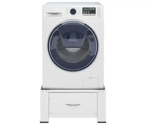 Veļasmašīnas Statīvs Ar Atvilktni, Balts Vidaxl