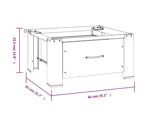Veļasmašīnas Statīvs Ar Atvilktni, Balts Vidaxl