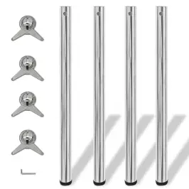 Reguleeritava Kõrgusega Lauajalad 4 Tk, Kroom, 870 Mm