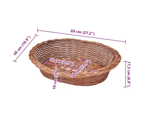 Krepšys Šuniui/Guolis Augintiniams, Natūralios Spalvos, 69cm Gluosnis