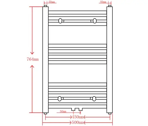 Dvieļu Žāvētājs Centrālajai Apkurei, 500 X 764 Mm, Pelēks, Taisns