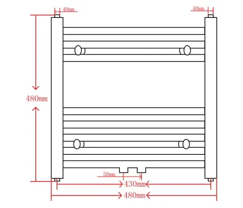 Dvieļu Žāvētājs Centrālajai Apkurei, 480 X 480 Mm, Pelēks, Izliekts