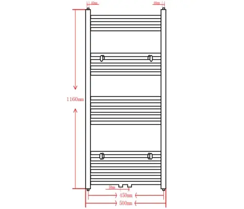 Radiatorius/Rankšluosčių Džiovykla Voniai, Juodas, 500X1160Mm
