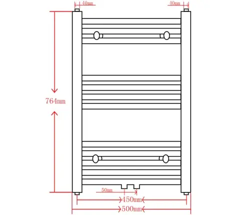 Radiatorius/Rankšluosčių Džiovykla Vonios Kambariui, Juodas, 500X764Mm
