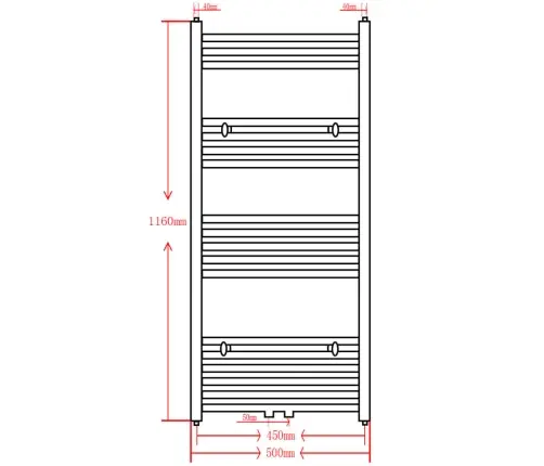 Radiatorius/Rankšluosčių Džiovykla Voniai, Juodas, 500X1160Mm