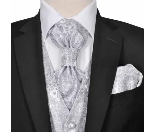 Vīriešu Kāzu Veste Komplekti Sudraba 56 Poliesters Vidaxl