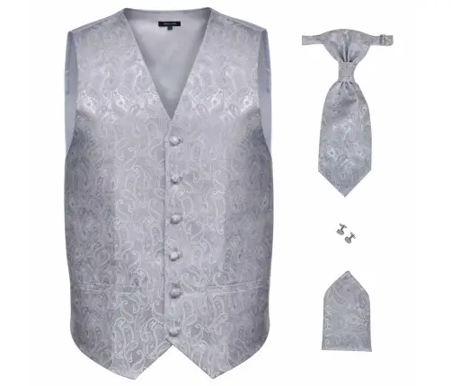 Vīriešu Kāzu Veste Komplekti Sudraba 56 Poliesters Vidaxl