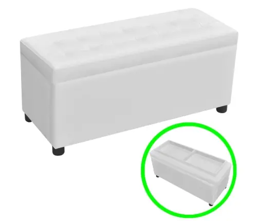 Daiktadėžė/Otomanė, Dirbtinė Oda, Balta