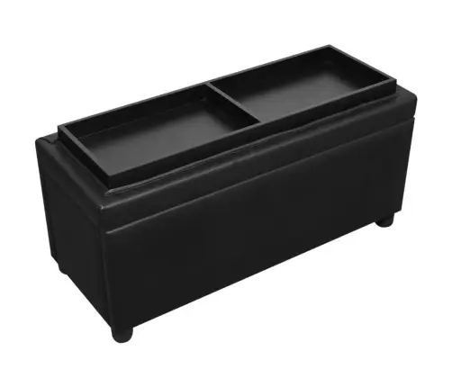 Soliņš Mantu Glabāšanai, Melna Mākslīgā Āda Vidaxl