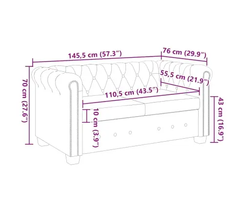 Chesterfield Dīvāns, Divvietīgs, Balta Mākslīgā Āda  Vidaxl
