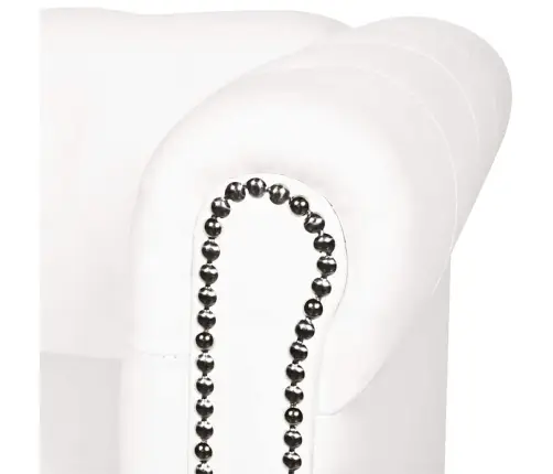 Chesterfieldi Diivan Kolme Istekohaga, Kunstnahast, Valge