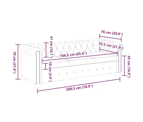Chesterfieldi Diivan Kolme Istekohaga, Kunstnahast, Valge