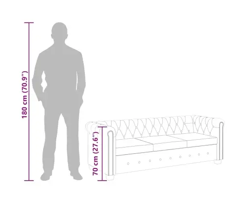 Chesterfieldi Diivan Kolme Istekohaga, Kunstnahast, Valge
