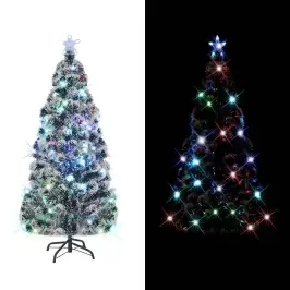 Izgaismota Ziemassvētku Egle Ar Statīvu Un Led, 150Cm, Optiskā Šķiedra Vidaxl