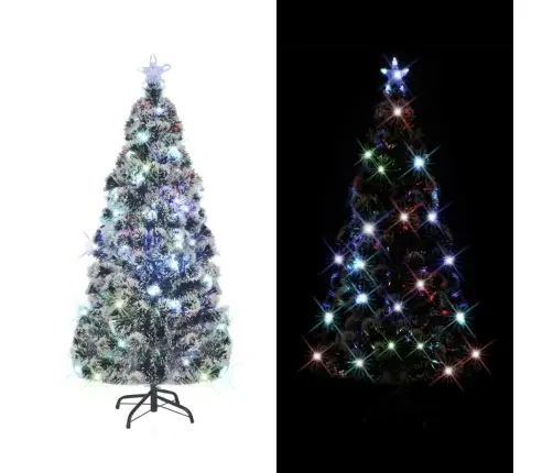 Izgaismota Ziemassvētku Egle Ar Statīvu, 180Cm, Optiskā Šķiedra Vidaxl