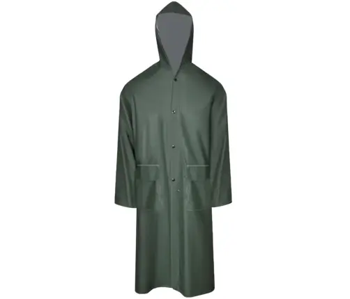Neperšlampamas Ilgas Lietpaltis Su Gobtuvu, Žalias Xxl