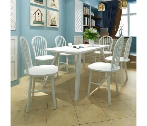 Söögitoolid 6 Tk, Valge, Puit