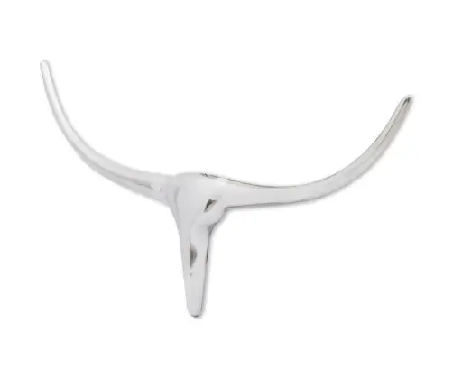 Alumīnija Buļļa Galvas Sienas Dekors, 72 Cm, Sudraba