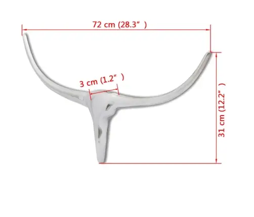 Alumīnija Buļļa Galvas Sienas Dekors, 72 Cm, Sudraba
