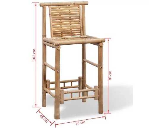 Bāra Krēsli, 2 Gab., Bambuss Vidaxl