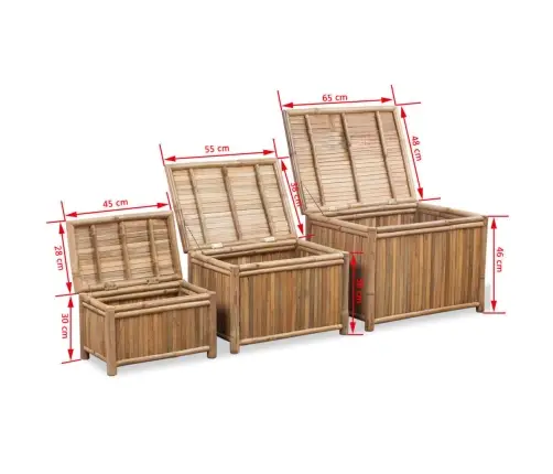 Bambusest Hoiustuskastid, 3 Tk