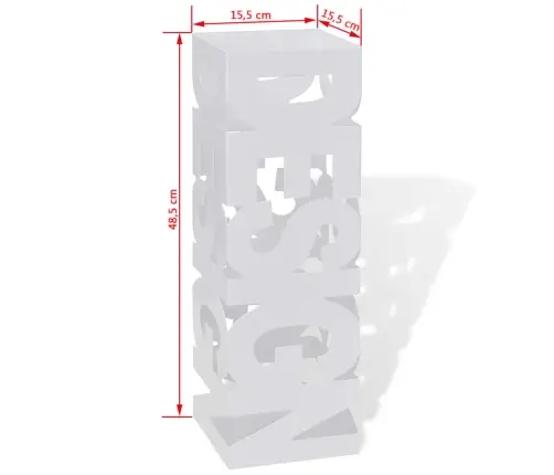 Balts Lietussargu Un Spieķu Turētājs, 48,5 Cm, Četrstūra