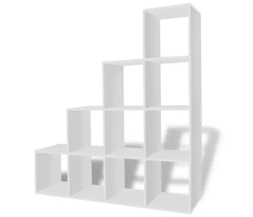 Grāmatu Plaukts, 142 Cm, Kāpņu Dizains, Balts Vidaxl