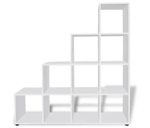 Grāmatu Plaukts, 142 Cm, Kāpņu Dizains, Balts Vidaxl
