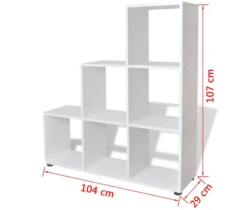 Grāmatu Plaukts, 107 Cm, Kāpņu Dizains, Balts Vidaxl