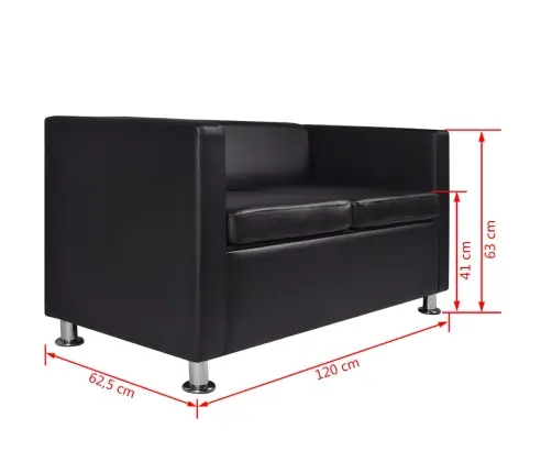 Dīvānu Komplekts, 2 Dīvāni, Melna Mākslīgā Āda  Vidaxl