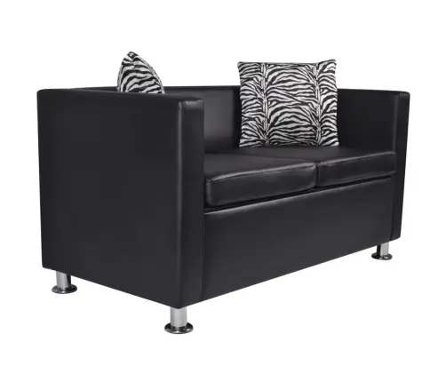 Dīvānu Komplekts, Melna Mākslīgā Āda  Vidaxl