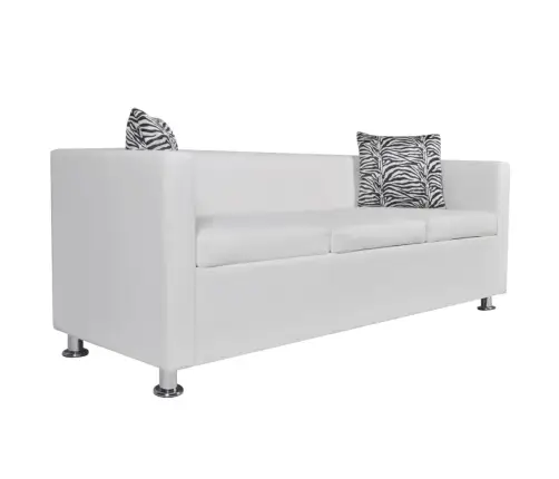 Sofos Komplektas, Baltas, Dirbtinė Oda, 3-Vietis Ir 2-Vietis