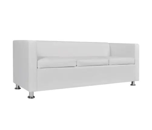 Sofos Komplektas, Baltas, Dirbtinė Oda, 3-Vietis Ir 2-Vietis