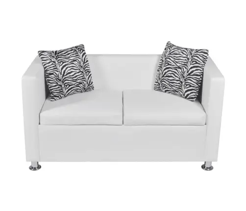 Sofos Komplektas, Baltas, Dirbtinė Oda, 3-Vietis Ir 2-Vietis