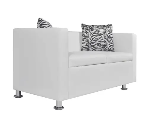 Sofos Komplektas, Baltas, Dirbtinė Oda, 3-Vietis Ir 2-Vietis