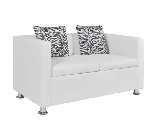 Sofos Komplektas, Baltas, Dirbtinė Oda, 3-Vietis Ir 2-Vietis