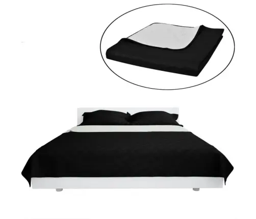 Dvipusis Dygsniuotas Lovos Užtiesalas Juodas/Baltas 170 X 210 Cm