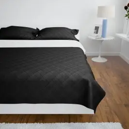 Gultas Pārklājs, 170 X 210 Cm, Divpusējs, Melns Ar Baltu, Stepēts Gultas Pārklājs, 170 X 210 Cm, Divpusējs, Melns Ar Baltu, Stepēts