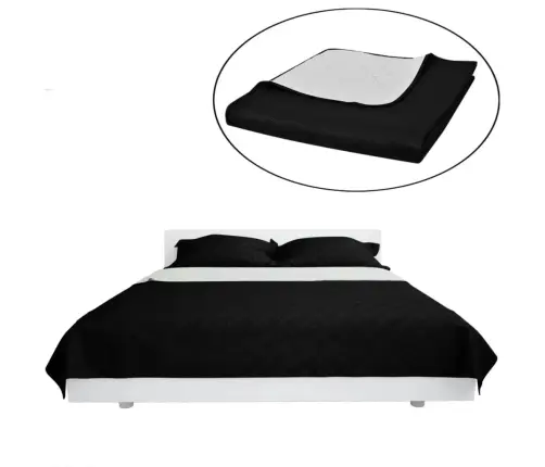 Divpusējs Gultas Pārklājs, 220 X 240 Cm, Melni Balts, Stepēts