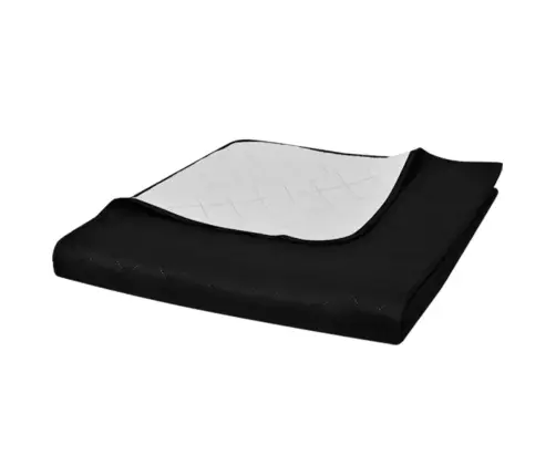 Dvipusis Dygsniuotas Lovos Užtiesalas Juodas/Baltas 230 X 260 Cm