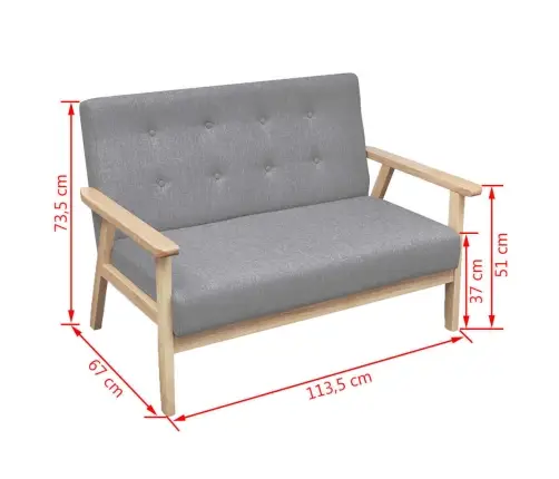 Dīvānu Komplekts, 2 Gab., Gaiši Pelēks Audums  Vidaxl