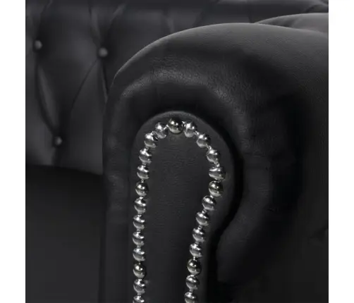 Chesterfield 2-Kohaline Ja 3-Kohaline Diivan, Kunstnahk, Must