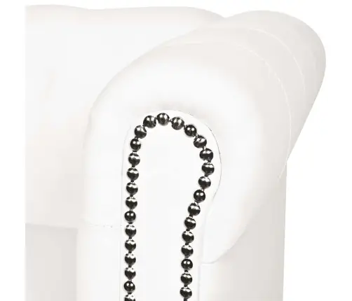 Chesterfield Dvivietė Ir Trivietė Sofos, Baltos, Dirbtinė Oda