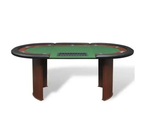 Pokera Galds 10 Personām Ar Vietu Dīlerim, Žetonu Paplāte, Zaļš  Vidaxl