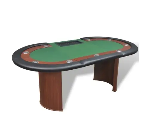 Pokera Galds 10 Personām Ar Vietu Dīlerim, Žetonu Paplāte, Zaļš  Vidaxl