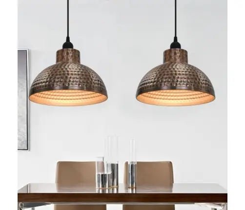 Griestu Lampas Ar Pusapaļu Abažūru, 2 Gab., Vara Krāsā Vidaxl