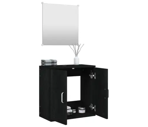 Vonios Baldų Komplektas, 2 Dalių, Juodas, Apdirbta Mediena