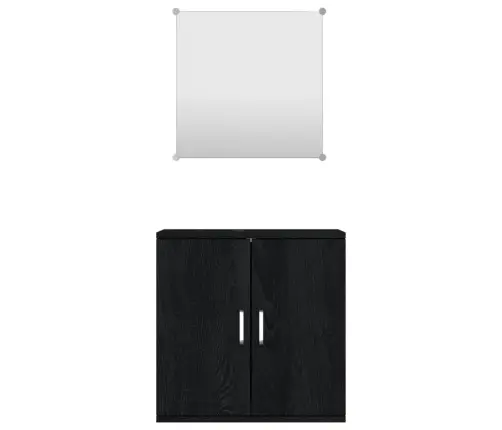 Vonios Baldų Komplektas, 2 Dalių, Juodas, Apdirbta Mediena
